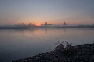 sunset over the lake