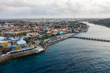 Aerial view over downtown Willemstad - Curacao - Caribbean Sea
