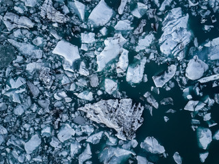 Aerial view on Jokulsarlon glacier lagoon, Iceland
