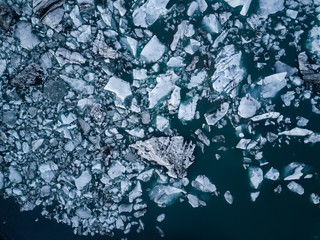 Aerial view on Jokulsarlon glacier lagoon, Iceland