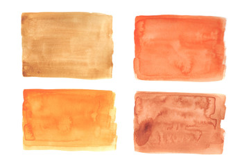 Watercolor swatches in orange hand drawn isolated on white background. Abstract orange watercolor on white background.This is watercolor splash.It is drawn by hand.