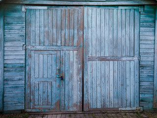 blue wooden door