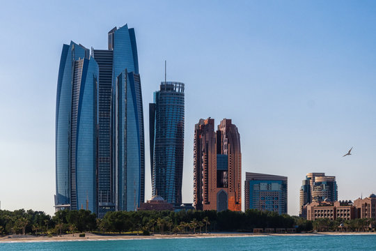 The Abu Dhabi skyline in the UAE