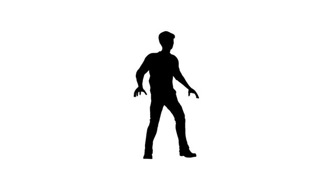 Isolated silhouette of man falls