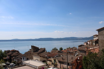 roofs of the old town on lake near rome italy