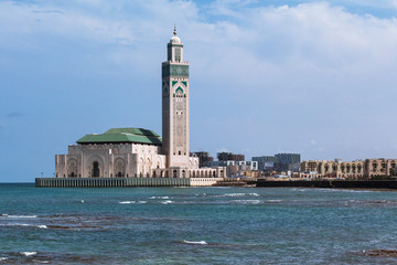 Grand mosque of Casablanca sea daylight
