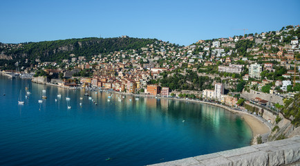 Fototapeta na wymiar Panoramic aerial view of the famous French riviera of Cote'd Azur in summer holiday