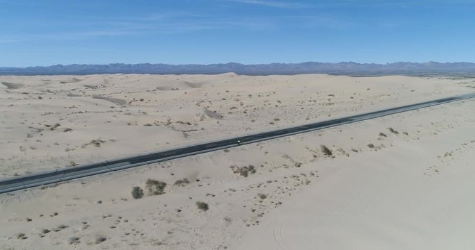 Wide orbit of cyclist going through North Alogodones dunes