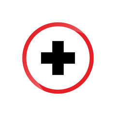 Vector illustration of red emergency directional sign