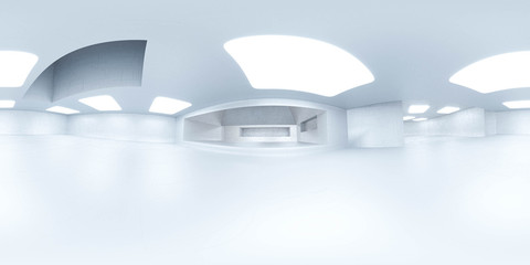 Full 360 equirectangular spherical panorama view of modern futuristic technology building architecture 3d rendering illustration © eliahinsomnia