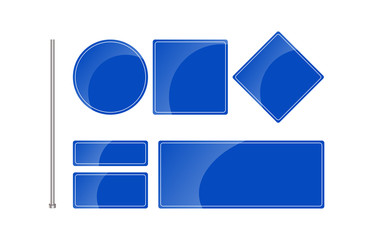 Blue Road Sign Set on White Background. Vector