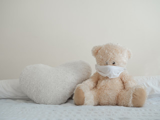 teddy bear with mask health care