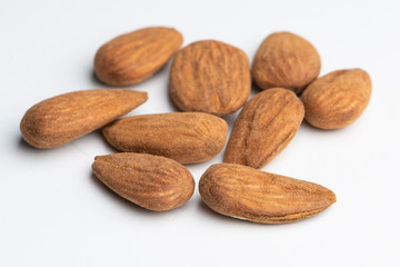 Almonds on a white background