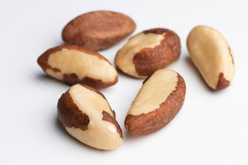 Brazilian nuts on a white background