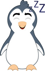 Vector illustration of a cartoon penguin sleeping