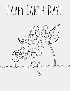 Happy Earth Day Coloring Page