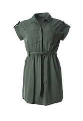 Stylish grey shirt dress on white background