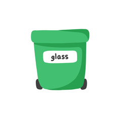 recycling glass bin doodle icon, vector illustration