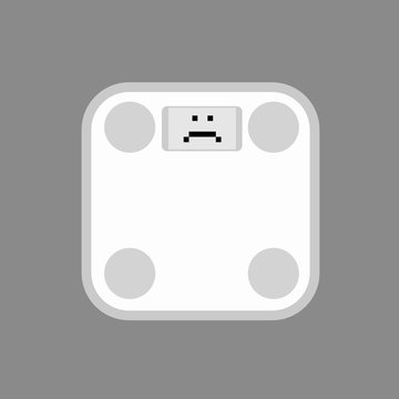 Weight with sad face. Vector illustration of sad weighing machine