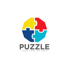 Obraz premium Puzzle Logo Design Vector Template
