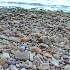 Stones on the Beach on the seashore.