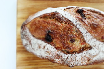 Dried fruit raisin French bread with copy space