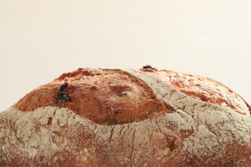 Dried fruit raisin French bread with copy space