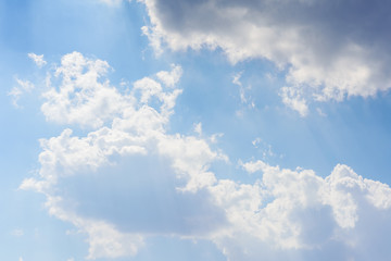 Blue sky with clouds and sunlight in the afternoon in summer season