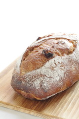 Dried fruit raisin French bread with copy space