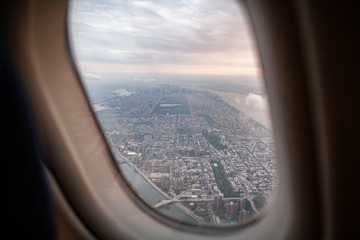 View from airplane window NYC