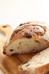 Dried fruit raisin French bread with copy space