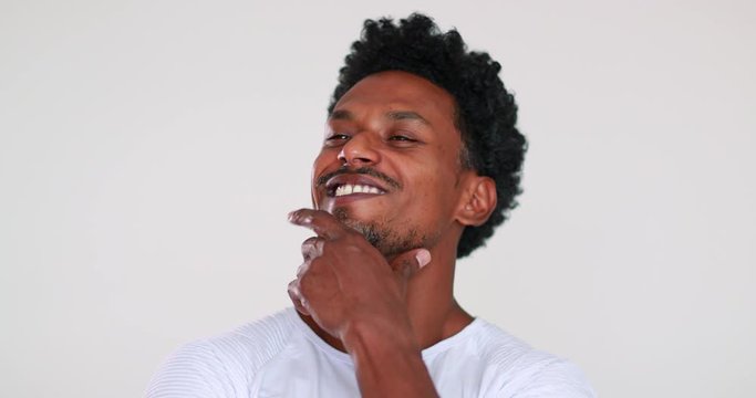 Person acting arrogant and superior, African Amercian portrait expressive emotion