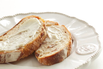 Cream cheese and French bread for comfort breakfast
