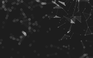 Abstract background. Molecules technology with polygonal shapes, connecting dots and lines. Connection structure. Big data visualization.