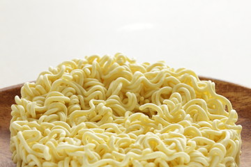 Instant ramen noodles on plate for unhealthy food ingredient 