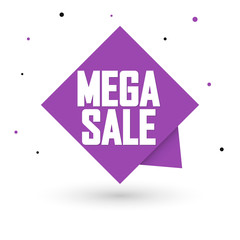 Mega Sale, tag design template, discount speech bubble banner, app icon, vector illustration