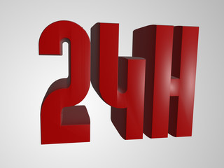 3d text red  24 hours 
