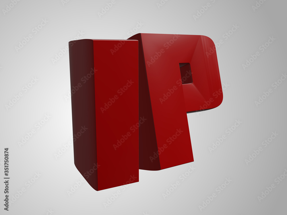 Fototapete 3d render red ip text internet protocol