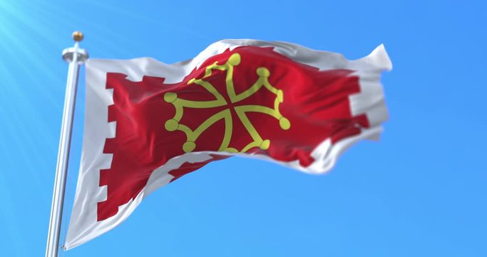 Flag of department of Aude in the Occitanie region, France. Loop