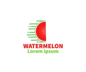 Lined Slice Juicy Watermelon Fruit abstract logo, icon, label, symbol Concept. Vector Design Illustration