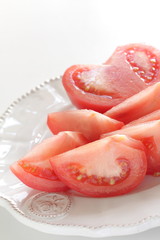 Freshness cut tomato on dish for healthy food ingredient