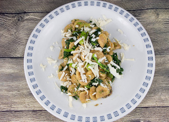 
Whole wheat orecchiette with turnip greens and sheep ricotta