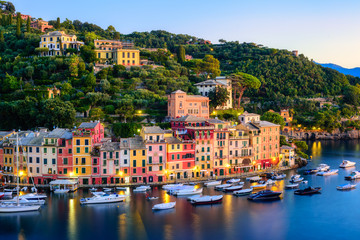 Fototapeta na wymiar Portofino, Italy, colorful town on Mediterranean coast of Liguria