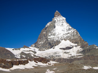 Matterhorn mountain in the Pennine Alps on the border between Switzerland and Italy. Its summit is...