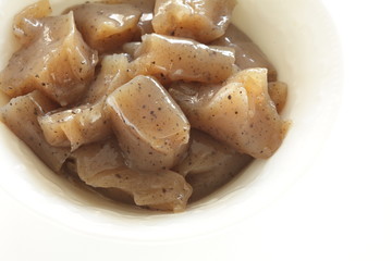Japanese healthy food ingredient, prepared Konjac in bowl 