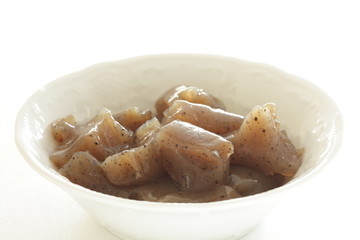 Japanese healthy food ingredient, prepared Konjac in bowl 