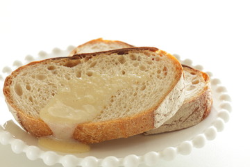 Condensed milk and French bread for breakfast