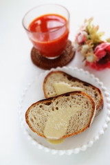 Condensed milk and French bread for breakfast