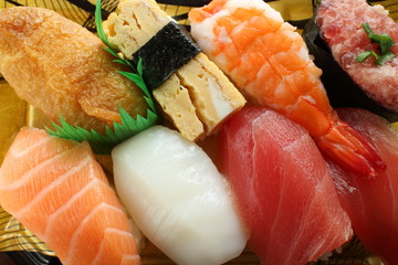 Japanese food, assorted sushi in food container for take out cuisine