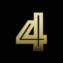 Gold number isolated on black background. Exclusive luxury design. Golden texture. 